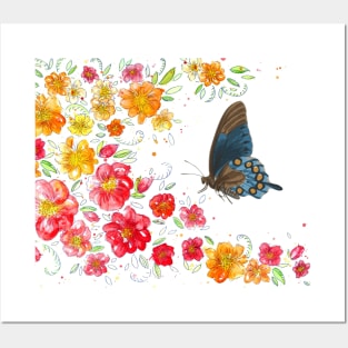 flower and butterfly Posters and Art